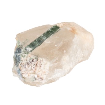 Mineralstufe mit grünem Turmalinkristall