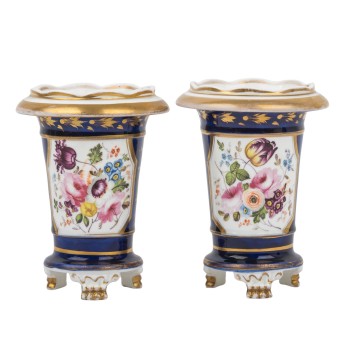 SWANSEA (Cambrian pottery) Pair of vases, probably before 1822,