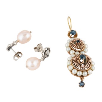 Konvolut aus Anhänger und Ohrringen