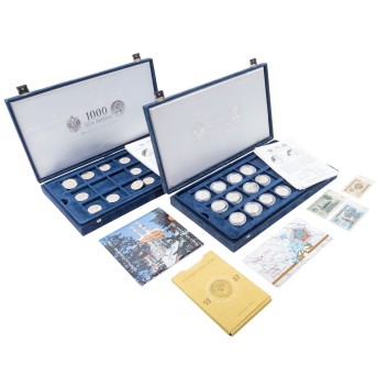Collection USSR / Russia - 81 commemorative coins in 2 coin boxes