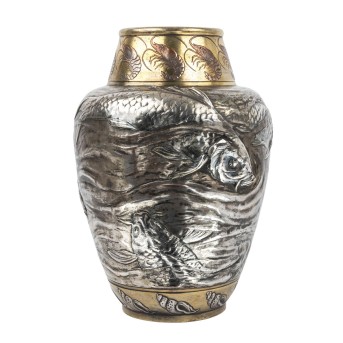 ERNEST CARRIÈRE 'Algues et Poissons' Vase, versilbert, 1894,