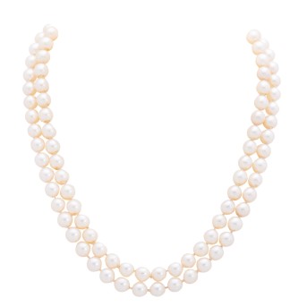 Perlencollier 2-reihig mit Perl-Rubinschließe