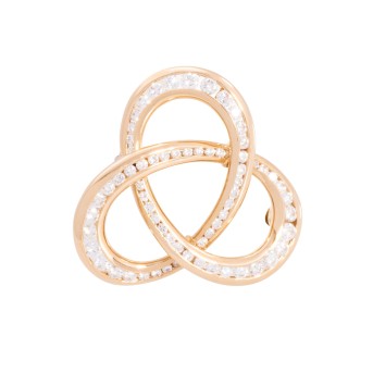 Fine brooch 'triple loop' with diamonds 
