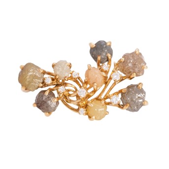 RICHARD BAUR Brosche mit 8 Rohdiamanten