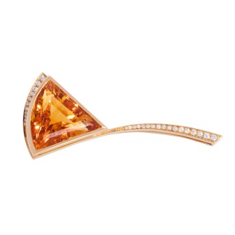 JACOBI Brosche mit Citrin im Fancyschliff und Brillanten