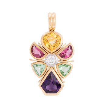 JACOBI Clip-Anhänger mit Farbsteinen und 1 Brillant