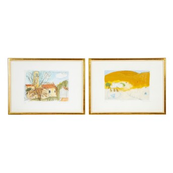 FOERSTER, HEIDI (1932), 2 colored etchings: Mediterranean landscapes,