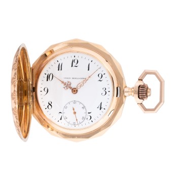 UNION HORLOGERE antike Savonette Taschenuhr mit Original Box um 1900.