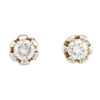 Pair of stud earrings with 2 diamonds 