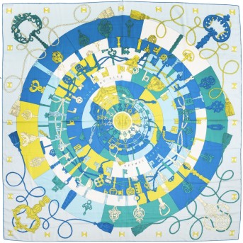 HERMÈS foulard 'TOURS DE CLÉS'.