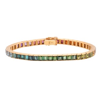 Fine rainbow bracelet with 48 colored stones