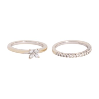 CHRIST 2-piece ring set with diamonds,