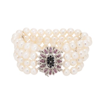 Armband, 4-reihig mit 88 Akoya-Zuchtperlen,