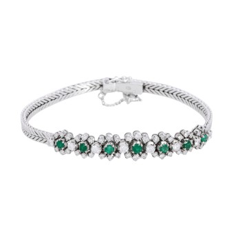Armband mit Smaragden und Brillanten zus. ca. 1 ct,