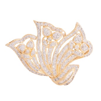 Brosche ausgefasst mit Diamanten zus. ca. 2 ct,