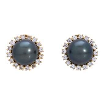 WEMPE Ohrclips mit Tahitiperlen entouriert von Diamanten