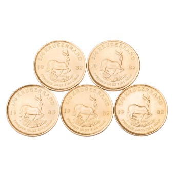 South Africa /GOLDlot - 5 x 1/4 oz Krugerrand