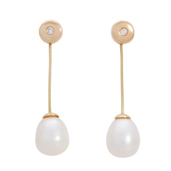 Ohrringe mit Perltropfen und kleinen Brillanten,