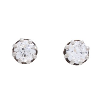 Solitär Ohrstecker mit Altschliffdiamanten je ca. 0,2 ct,