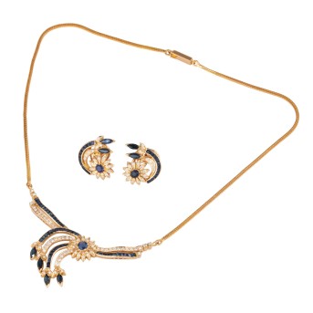 Schmuckset Collier und Ohrringe mit Saphiren