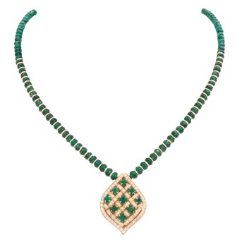 Collier mit Smaragden und Brillanten zus. ca. 1,5 ct,