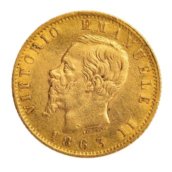 Italien /GOLD - Vittorio Emanuele II. 20 Lire 1863