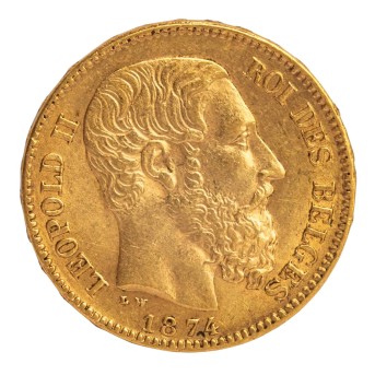 Belgien /GOLD - Leopold II. 20 Francs 1874