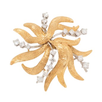 Brosche mit 17 Brillanten