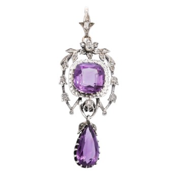Antiker Anhänger mit Amethysten und Diamanten,