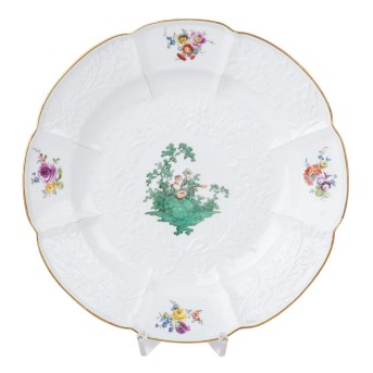 MEISSEN Teller 'Grüne Watteau-Szene', ca. 1760-1765.