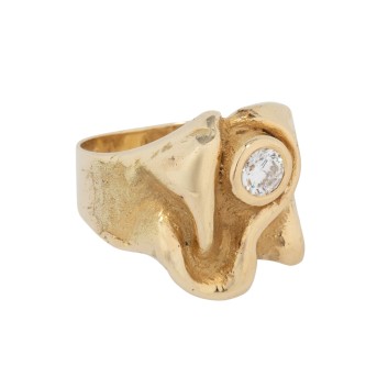 Distinctive solitaire ring with brilliant-cut diamond of approx. 0.48 ct,