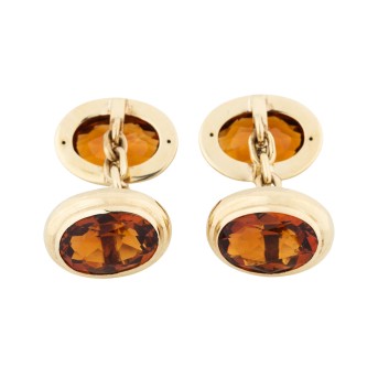 Paar Manschettenknöpfe mit Citrinen,