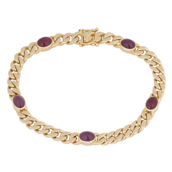 Bracelet with 5 ruby cabochons,