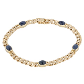 Bracelet with 5 sapphire cabochons,