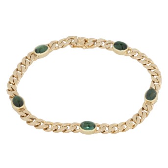Bracelet with 5 tourmaline cabochons,