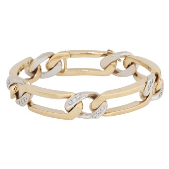 Figaro bracelet with brilliant-cut diamonds,