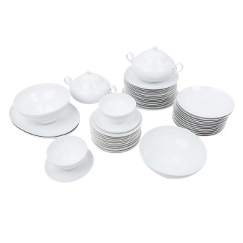 ROSENTHAL Speiseservice f. 12 Personen 'Romanze weiß', 2. Wahl, 20. Jh.