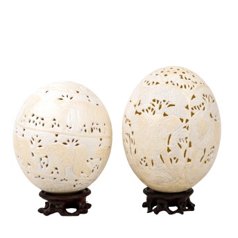 Pair of decorated ostrich eggs. AFRICA, 20th century,