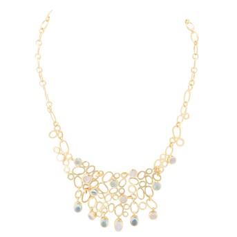 Collier mit Mondsteincabochons,