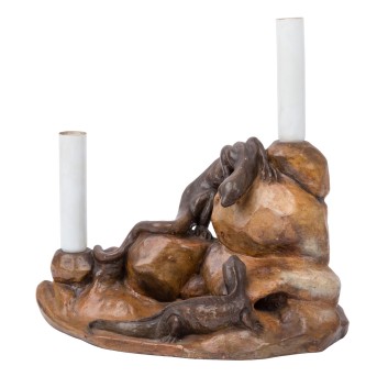 ROSENSTAND, V. "Tischlampe-Zwei Eidechsen auf Felsen" 1923