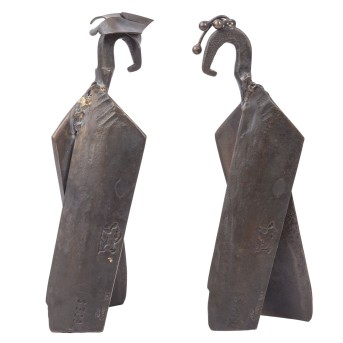ITALIENISCHER BILDHAUER DER 80ER JAHRE "Paar Bronzeskulpturen" 1988