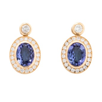 Pair of earrings with tanzanite, 3.38 ct, 