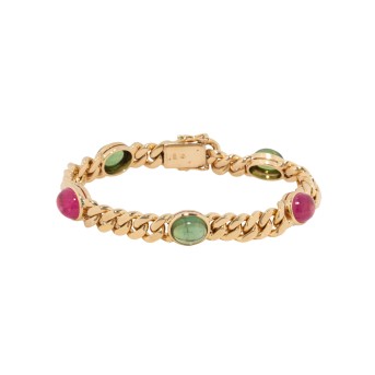 Bracelet with pink and green tourmalines