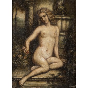 VAN DE VELDE, HENRY (1863-1957) &quot;Female nude next to a fountain&quot;