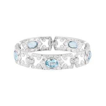 MAUBOUSSIN MAUBOUSSIN Art Deco Armband mit 5 Aquamarinen