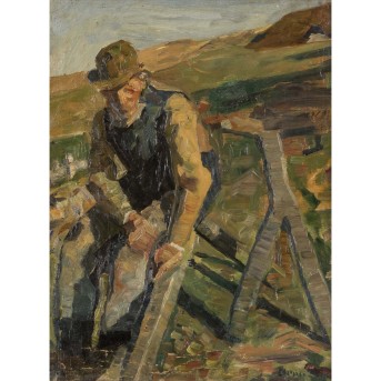 POSTIMPRESSIONISTISCHER MALER "Bauer auf einem Zaun"
