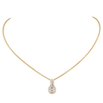 Necklace with brilliant-cut diamond and navette diamond,