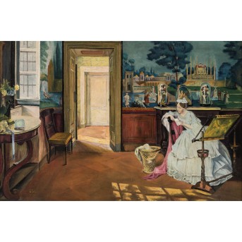 MONOGRAMMIST OF THE 19th CENTURY &quot;Biedermeier interior with a lady reading a letter&quot;