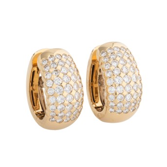 Creoles with brilliant-cut diamonds totaling ca. 3.3 ct,