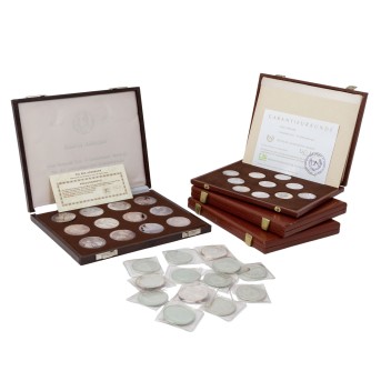 Silber Medaillen Konvolut mit insgesamt ca. 1014g Feingewicht,